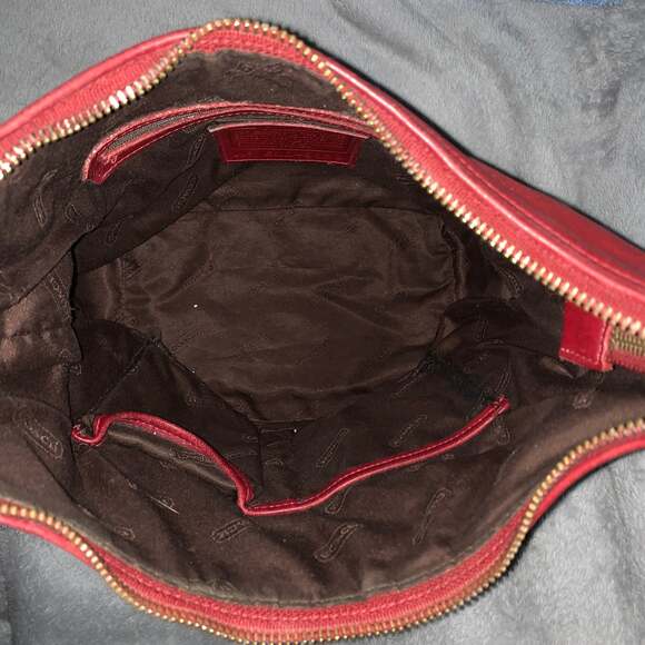 COACH 9823 Vintage Red Leather Hobo Shoulder Bag - Picture 5 of 6